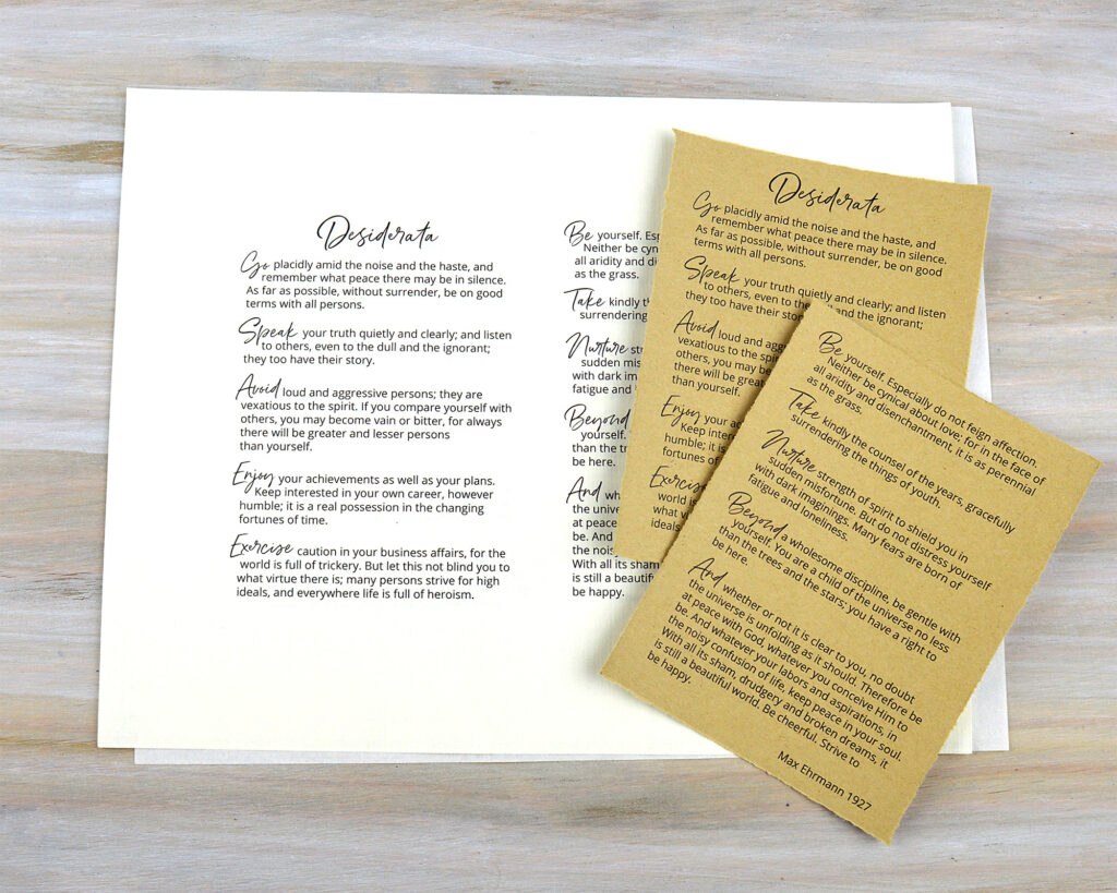 desiderata - free printable poem for your journal pages
